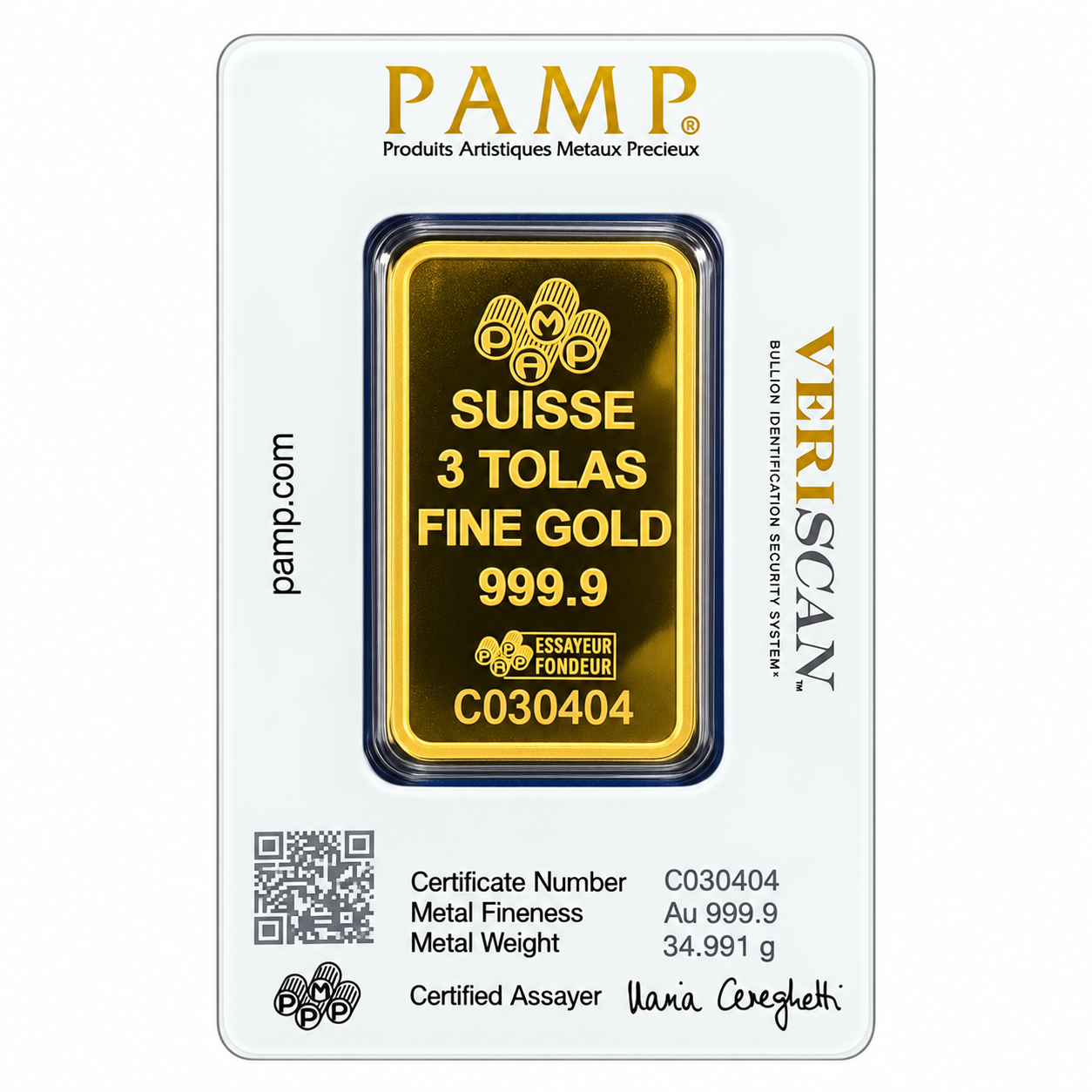 PAMP 3 Tola Gold Bar - Image 2
