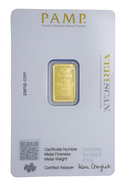 2.5g Lady Fortuna PAMP Gold Bar - Image 2