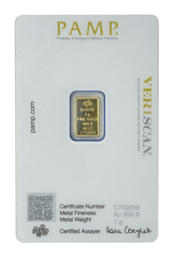 1g Fortuna PAMP Minted Gold Bar