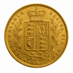 1872 Full Sovereign Victoria Young Head Shield Back Gold Coin