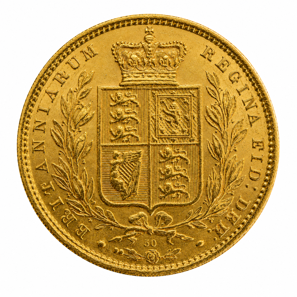 1872 Full Sovereign Victoria Young Head Shield Back Gold Coin