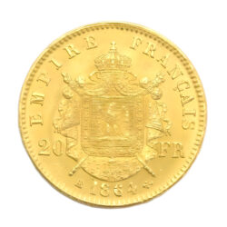 1864 French 20 Francs Napoleon III Laureate Head BB Gold Coin