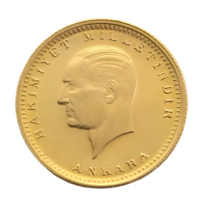 Turkish 100 Piastres Kurush Gold Coin Kemal Ataturk