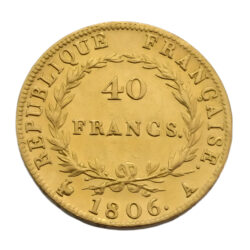 1806 French 40 Francs Napoleon I Bare Head Portrait &#8220;A&#8221;