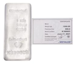 Metalor 1kg 999 Silver Bar