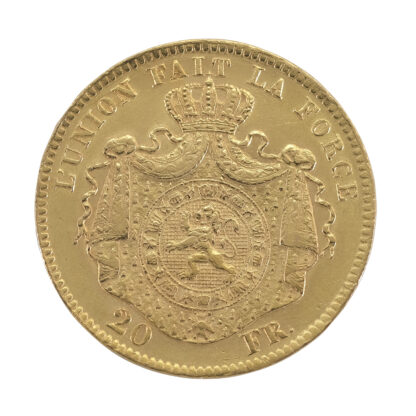 Best Value 20 Belgium French Franc Leopold II – Type 1 - Image 2