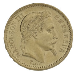 Best Value 20 French Francs Napoleon III Laureate Head Gold Coin- A
