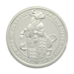 2018 2oz Black Bull Of Clarence Queen&#8217;s Beasts Silver Coin