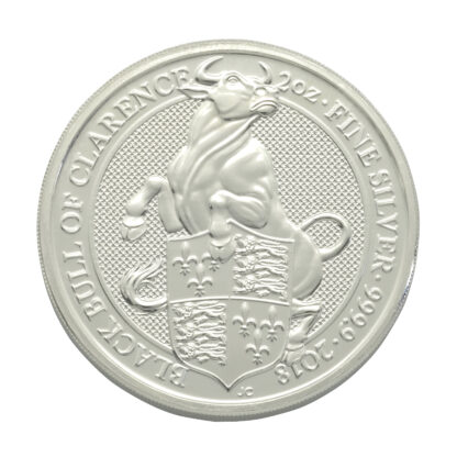 2018 2oz Black Bull Of Clarence Queen's Beasts Silver Coin