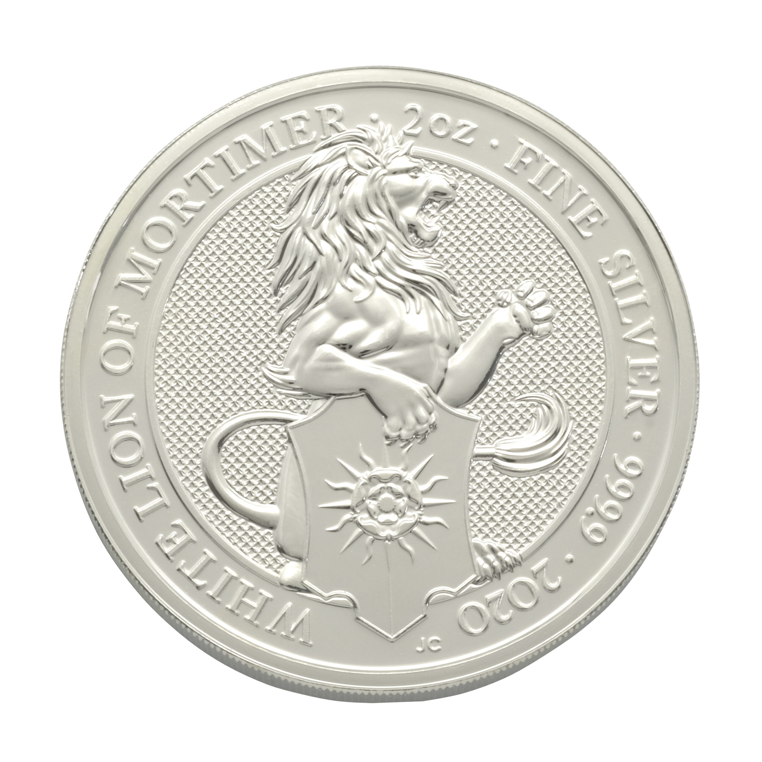 2020 2oz White Lion Of Mortimer Queen's Beast Silver Coin