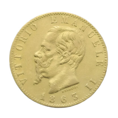 Italian 20 Lire Vittorio Emanuele II Gold Coin