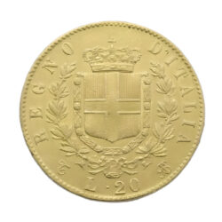 Italian 20 Lire Vittorio Emanuele II Gold Coin