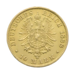 1888 German 10 Mark Friedrich III Free Hanseatic city of Hamburg Gold Coin
