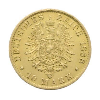 1888 German 10 Mark Friedrich III Free Hanseatic city of Hamburg Gold Coin - Image 2
