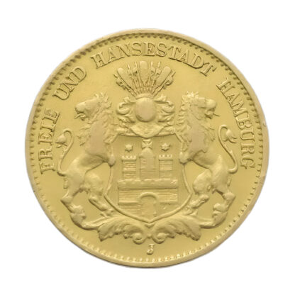 1888 German 10 Mark Friedrich III Free Hanseatic city of Hamburg Gold Coin