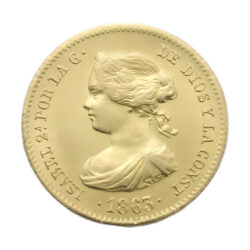 1863 Spanish 40 Reales Isabel II Gold Coin