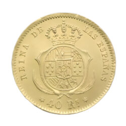 1863 Spanish 40 Reales Isabel II Gold Coin
