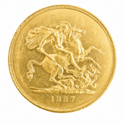 1887 Queen Victoria Quintuple Sovereign Gold Coin Extremely Fine