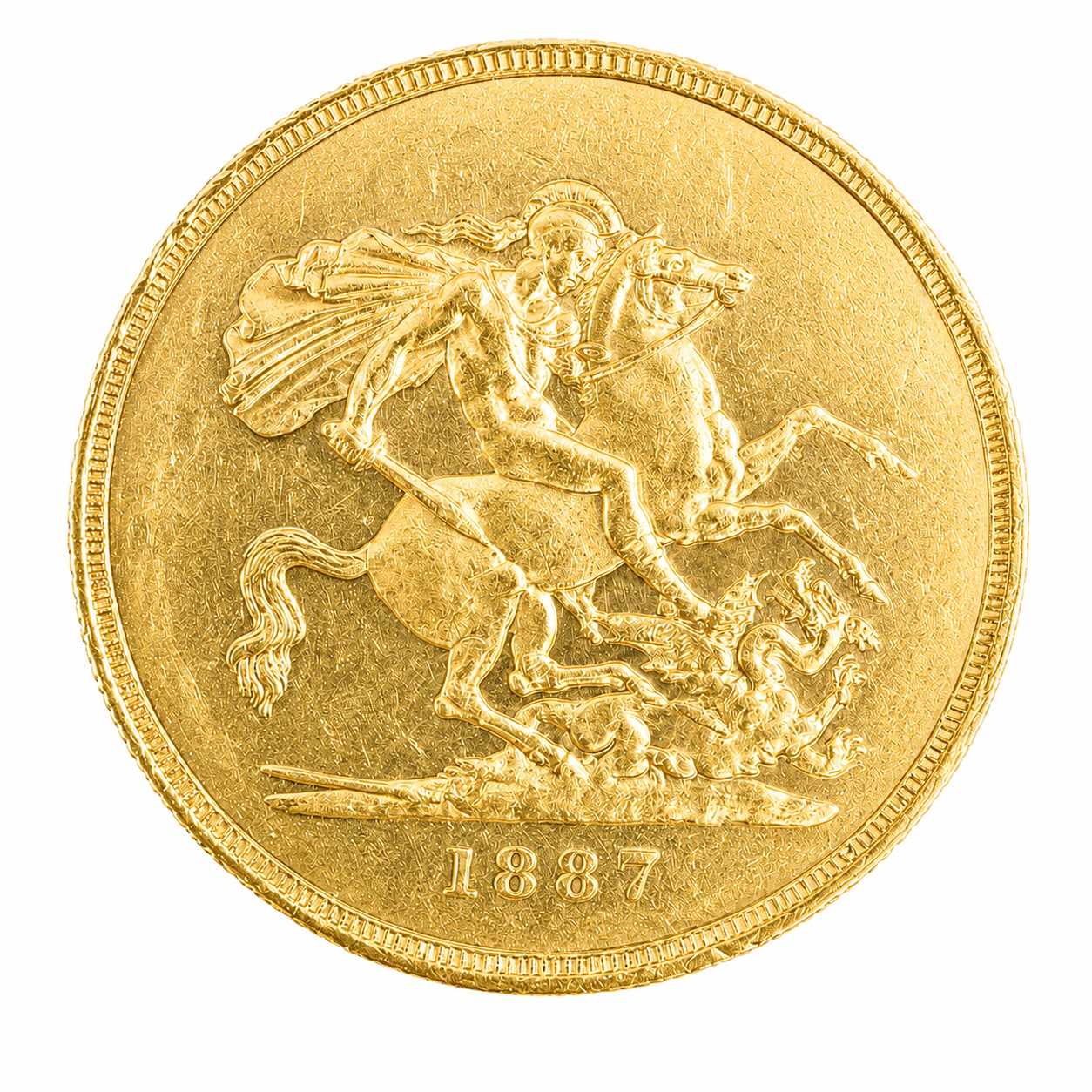 1887 Queen Victoria Quintuple Sovereign Gold Coin Extremely Fine