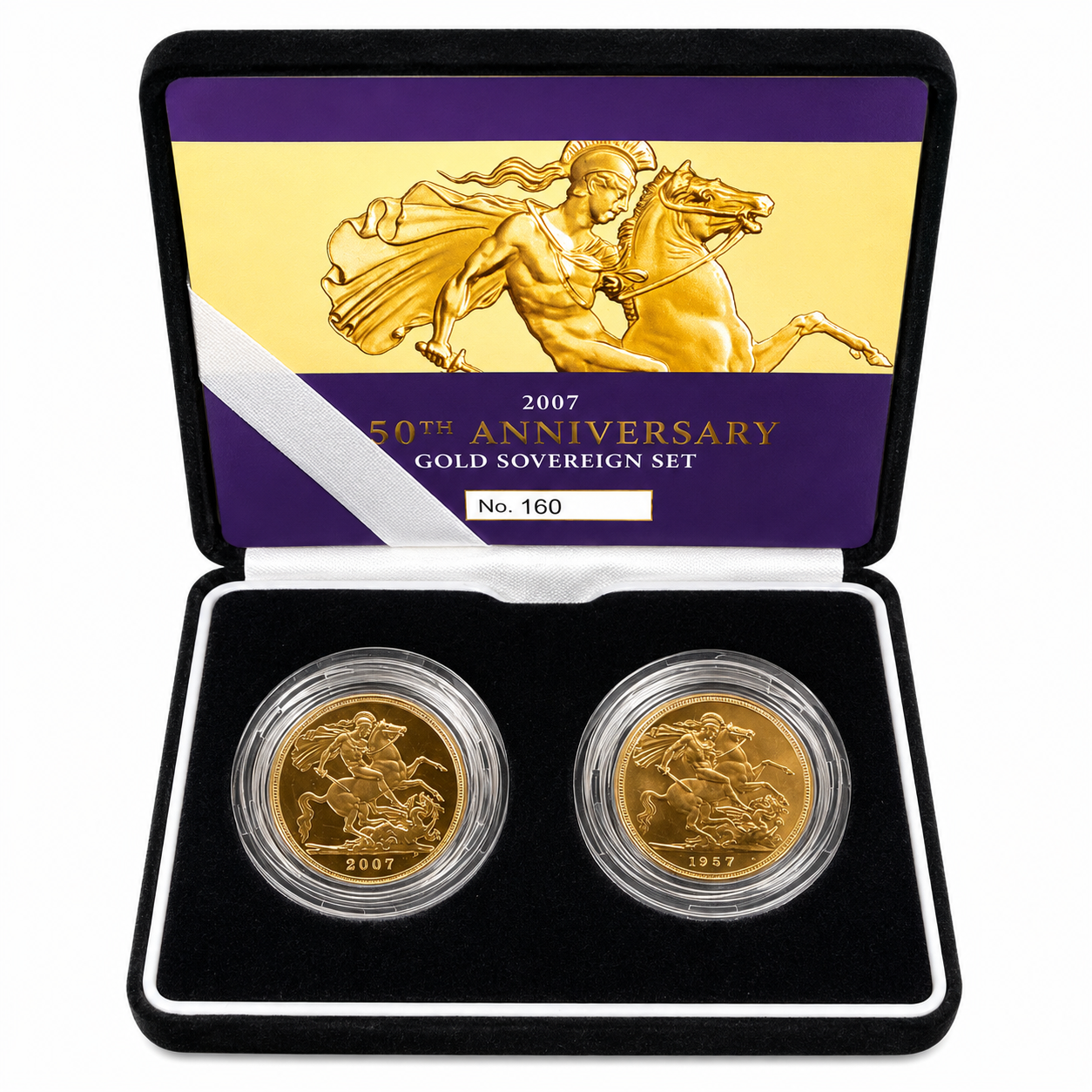 1957 & Proof 2007 50th Anniversary Gold Sovereign Set