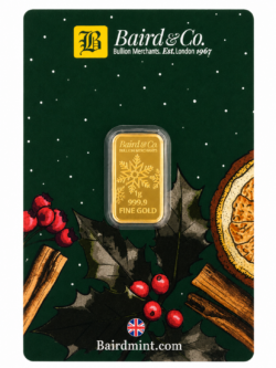 Baird & Co. 1g Christmas Gold Bar