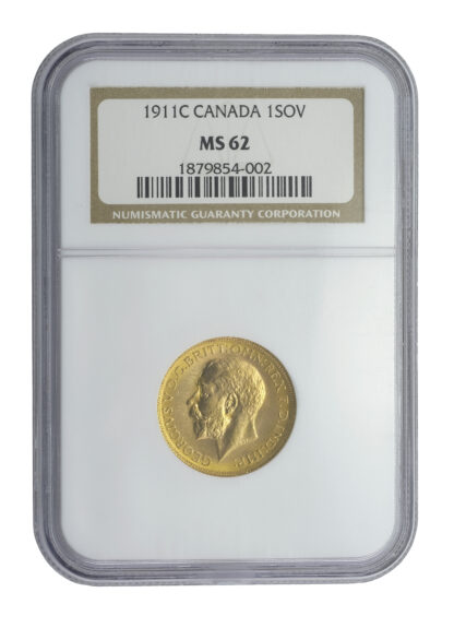 1911 Canadian Gold Sovereign Coin Graded NGC MS 62