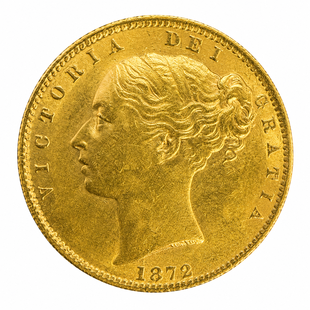1872 Full Sovereign Victoria Young Head Shield Back Gold Coin - Image 2