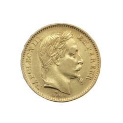 Best Value 20 French Francs Napoleon III Laureate Head Gold Coin- BB