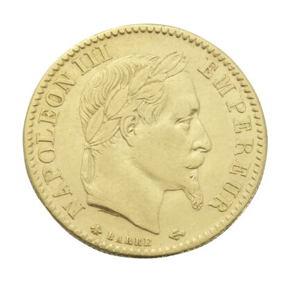 1865 French 10 Francs Napoleon III Laureate Head 'A' Gold Coin - Image 2