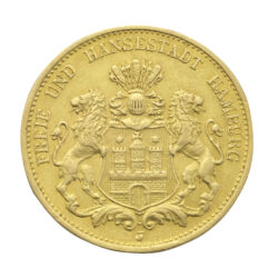 1895 German 20 Mark Free Hanseatic City of Hamburg Gold Coin