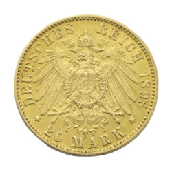 1895 German 20 Mark Free Hanseatic City of Hamburg Gold Coin