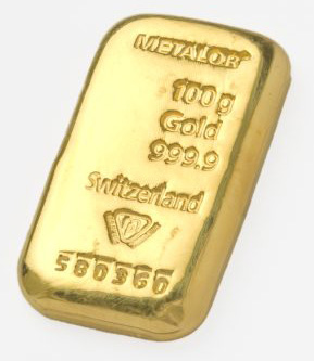 Metalor 100g Cast Gold Bar