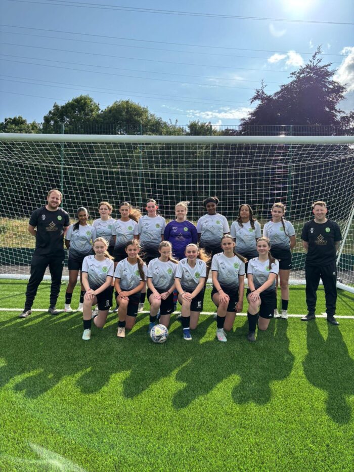 FC Premier Lionesses Under-16s team wearing their Lois Bullion-sponsored away kit