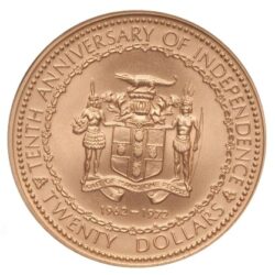 1972 Jamaica $20 (10th Anniversary Of Independence) Gold Coin