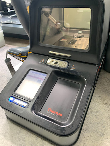 Thermo Scientific Niton DXL Precious Metal Analyzer on the showroom counter at Lois Bullion.